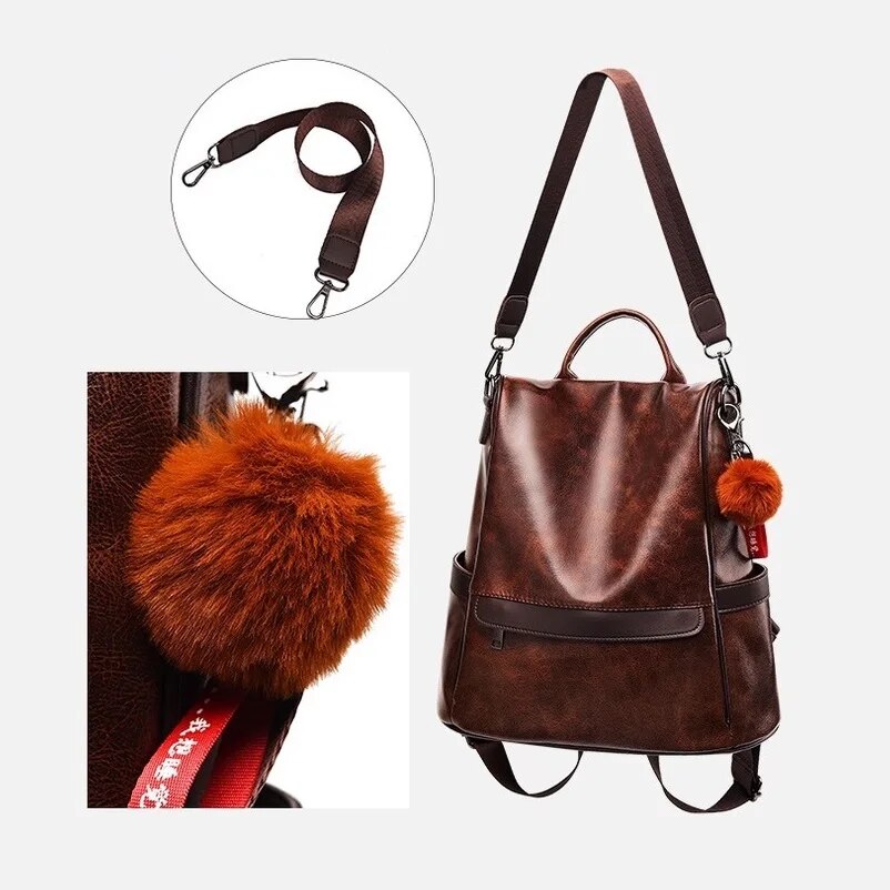 Anti-Theft PU Leather backpack Purse