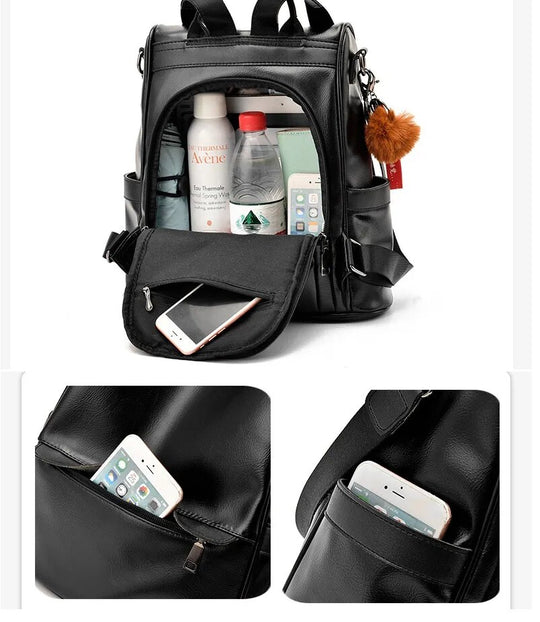 Anti-Theft PU Leather backpack Purse